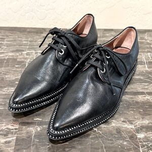 RAS Leather Point Toe Rhinestone Loafers
